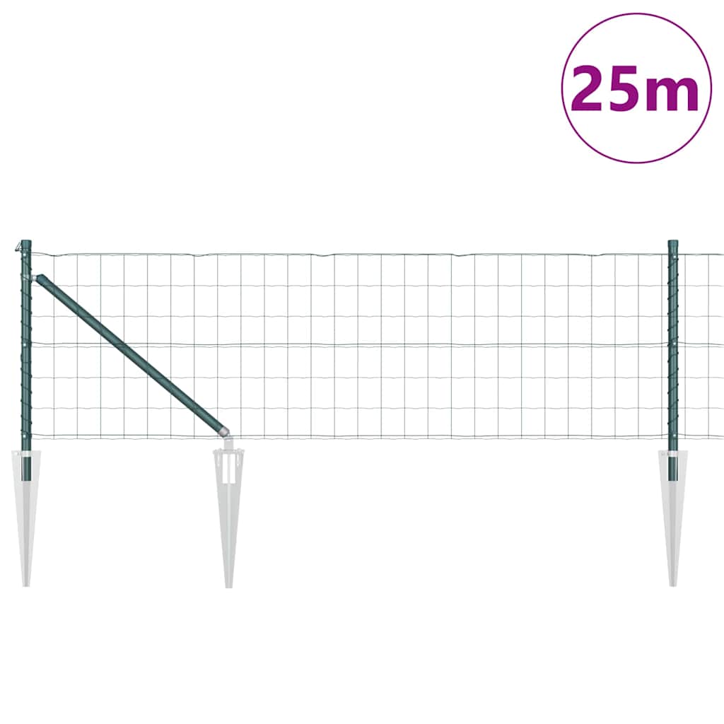 Vidaxl hek met paal groen 0,6 x 25 m staal en pvc