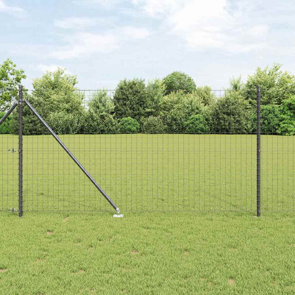 Vidaxl hek met paal grijs 1 x 10 m staal en pvc