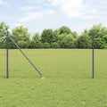 Vidaxl hek met paal grijs 1,2 x 10 m staal en pvc