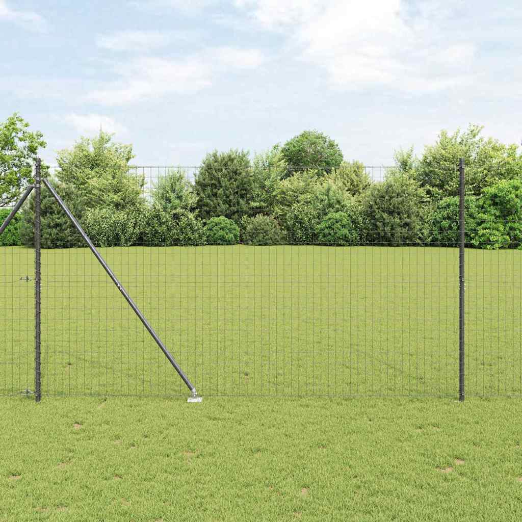 Vidaxl hek met paal grijs 1,6 x 10 m staal en pvc