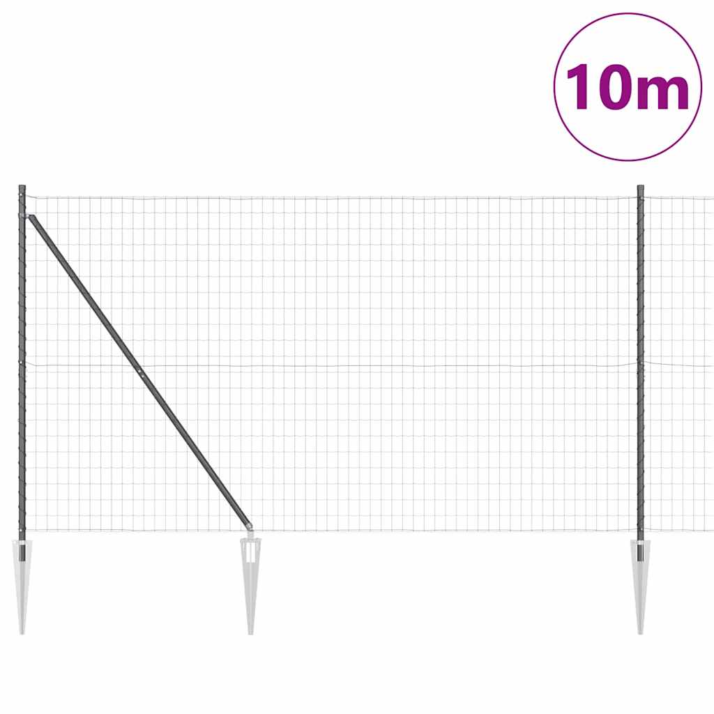 Vidaxl hek met paal grijs 1,6 x 10 m staal en pvc