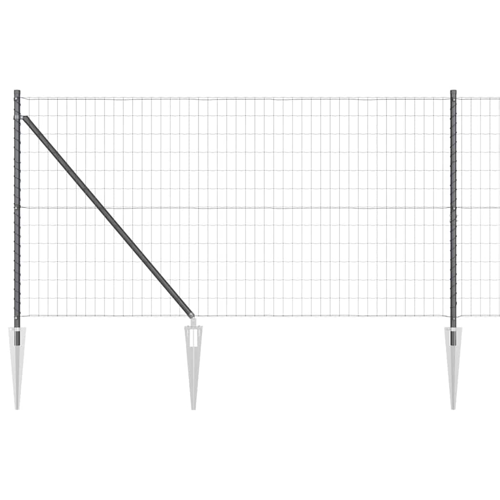 Vidaxl hek met paal grijs 1 x 10 m staal en pvc