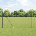 Vidaxl hek met paal grijs 1,5 x 10 m staal en pvc