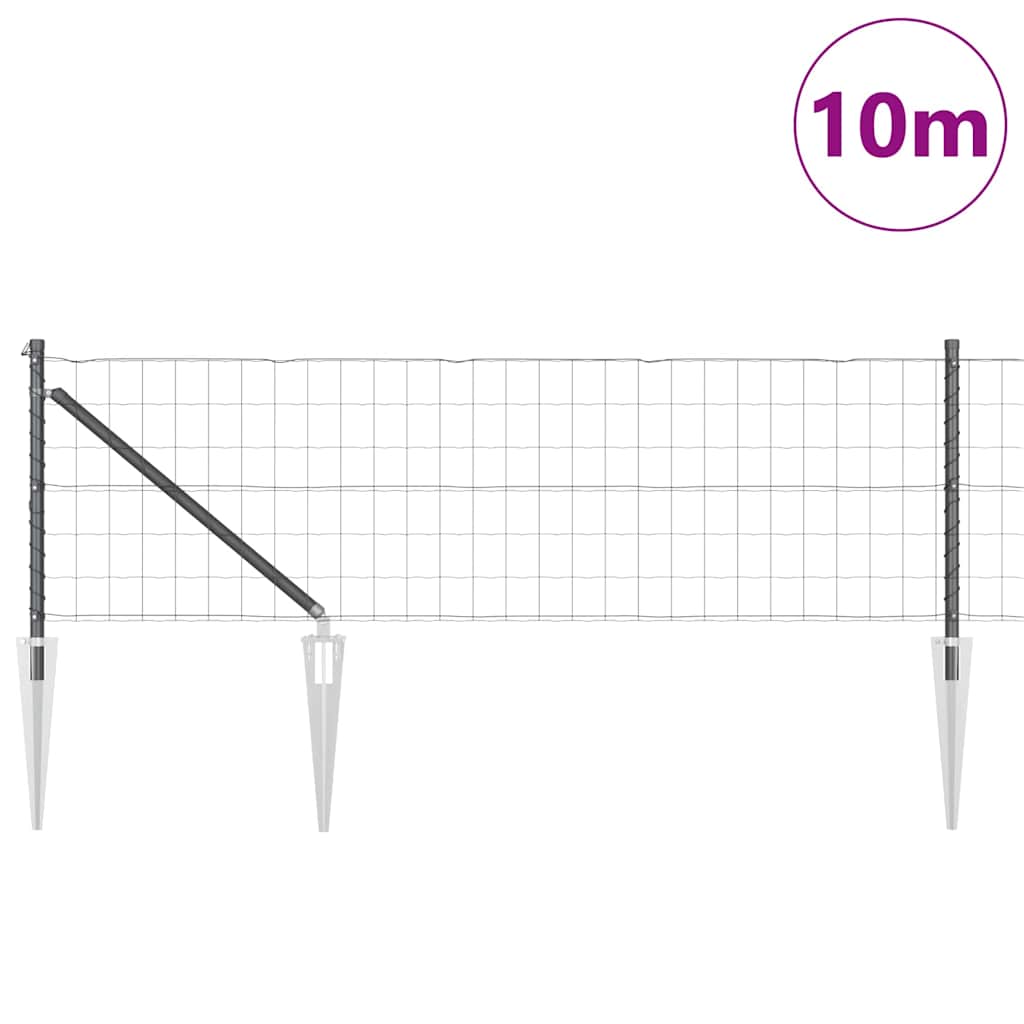Vidaxl hek met paal grijs 0,8 x 10 m staal en pvc