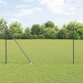 Vidaxl hek met paal grijs 1,5 x 10 m staal en pvc