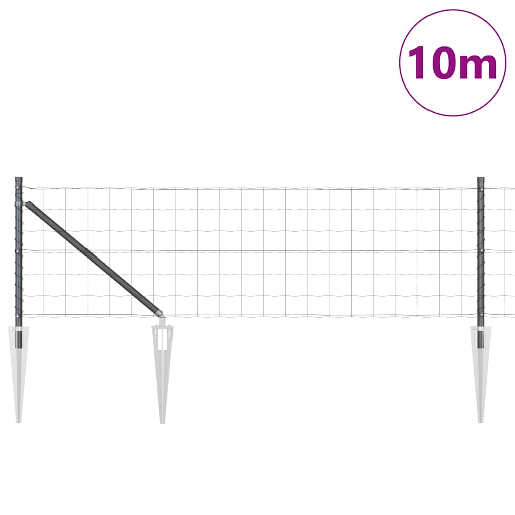 Vidaxl hek met paal grijs 0,8 x 10 m staal