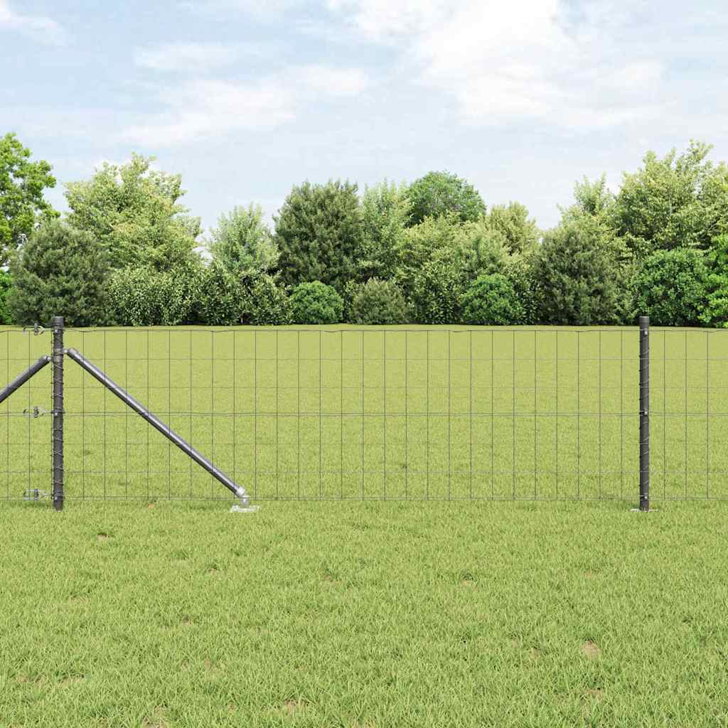 Vidaxl hek met paal grijs 0,6 x 25 m staal en pvc