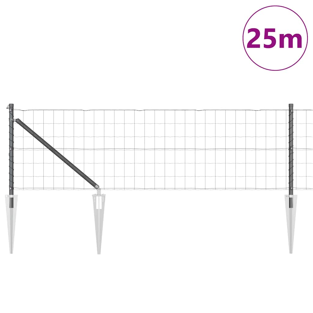 Vidaxl hek met paal grijs 0,6 x 25 m staal en pvc