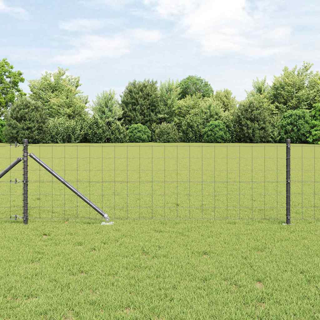 Vidaxl hek met paal grijs 0,4 x 25 m staal en pvc