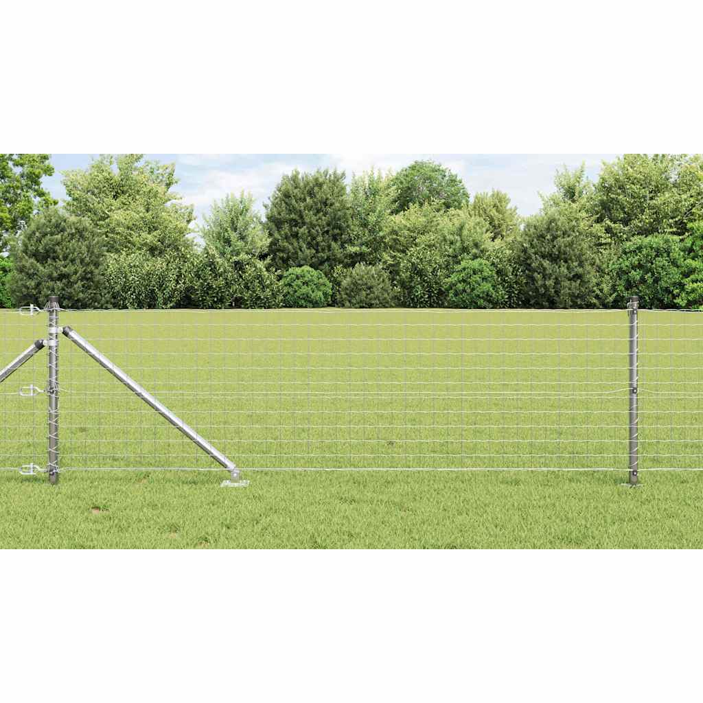 Vidaxl hek met paal zilver 0,8 x 10 m staal