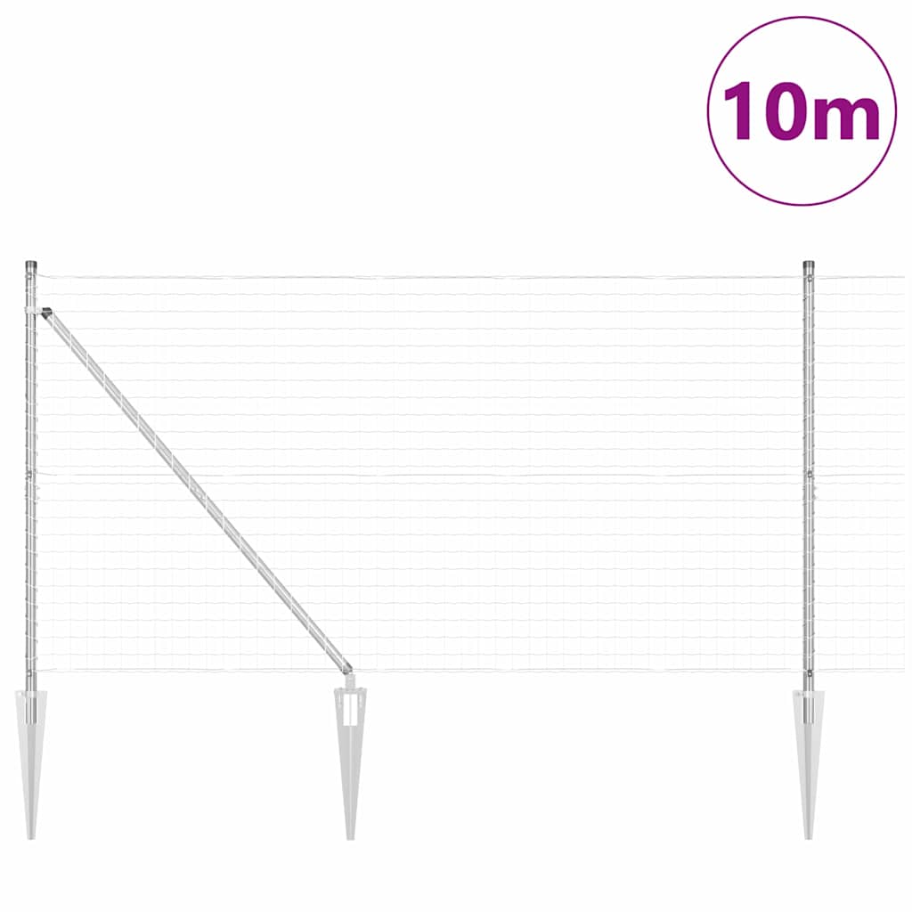 Vidaxl hek met paal zilver 1,2 x 10 m staal