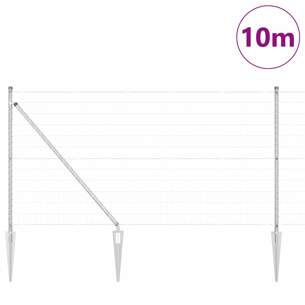 Vidaxl hek met paal zilver 1 x 10 m staal