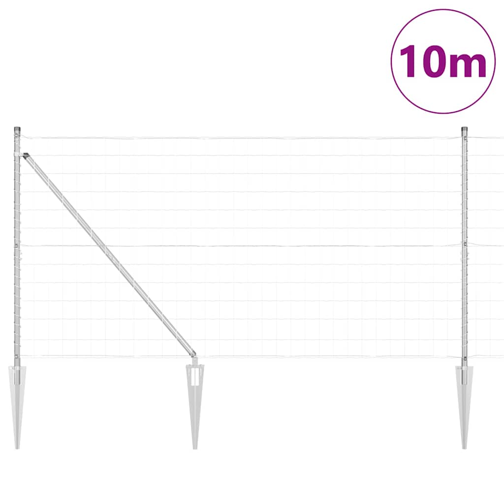 Vidaxl hek met paal zilver 1,2 x 10 m staal