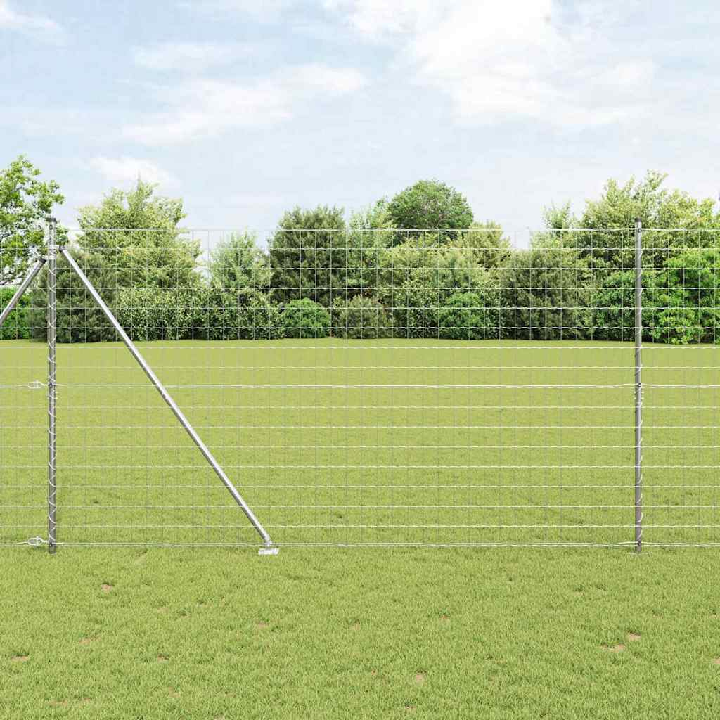Vidaxl hek met paal zilver 1,5 x 10 m staal
