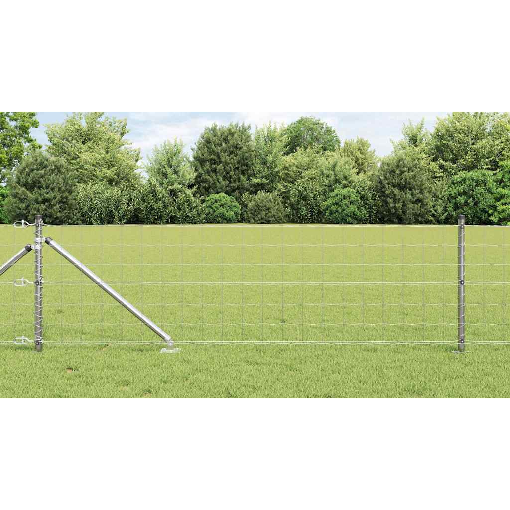 Vidaxl hek met paal zilver 0,8 x 10 m staal