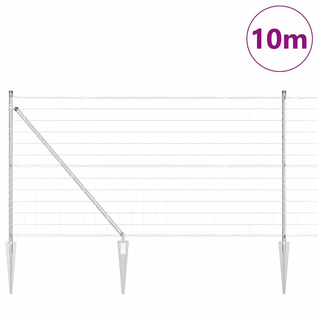 Vidaxl hek met paal zilver 1 x 10 m staal
