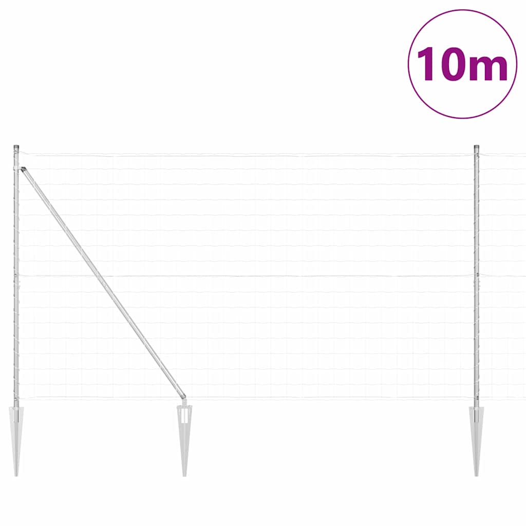 Vidaxl hek met paal zilver 1,5 x 10 m staal