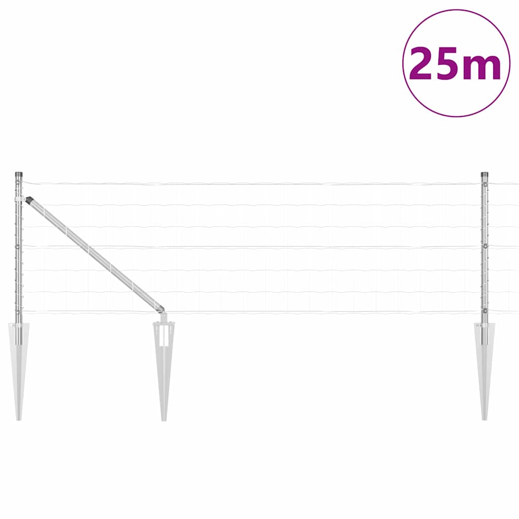 Vidaxl hek met paal zilver 0,4 x 25 m staal
