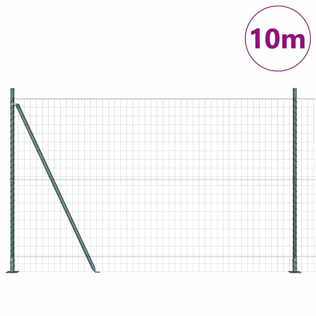 Vidaxl hek met paal groen 1,5 x 10 m staal en pvc