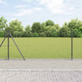 Vidaxl hek met paal grijs 0,8 x 10 m staal en pvc