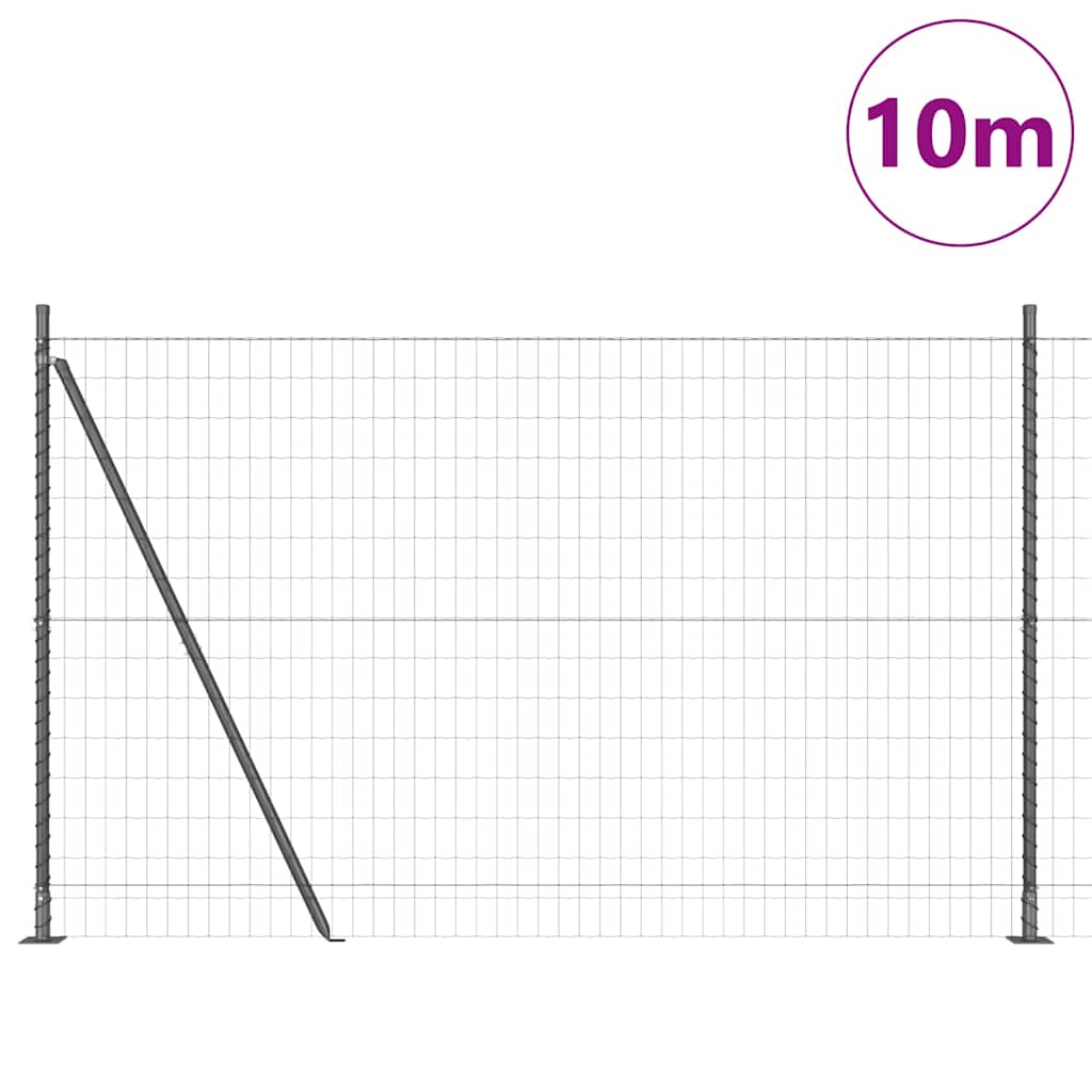 Vidaxl hek met paal grijs 1,4 x 10 m staal en pvc