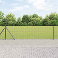 Vidaxl hek met paal grijs 0,4 x 10 m staal en pvc