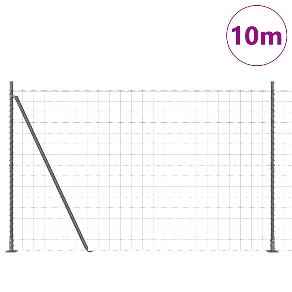 Vidaxl hek met paal grijs 1,5 x 10 m staal