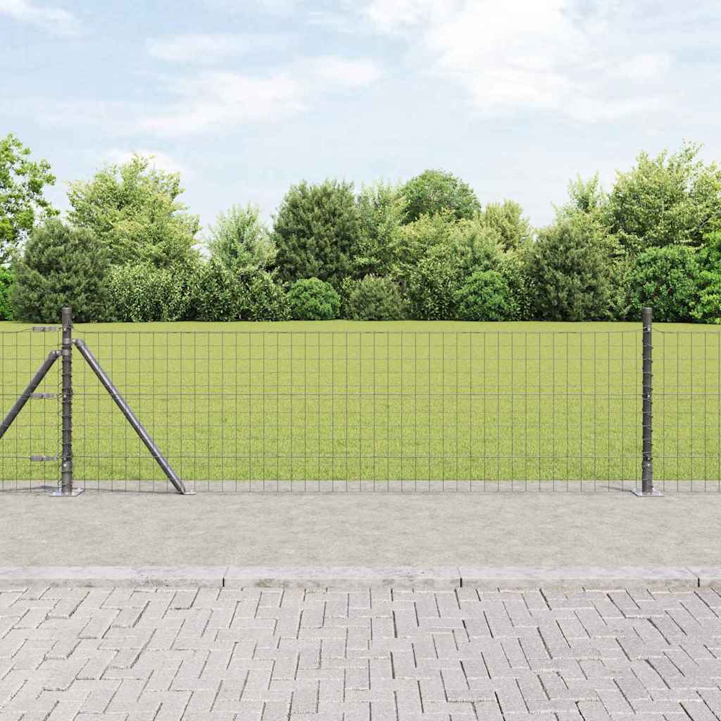 Vidaxl hek met paal grijs 0,6 x 25 m staal en pvc