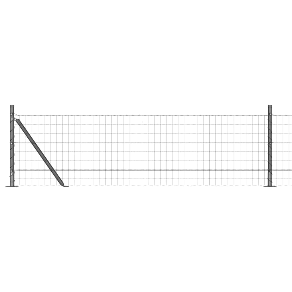 Vidaxl hek met paal grijs 0,6 x 25 m staal en pvc