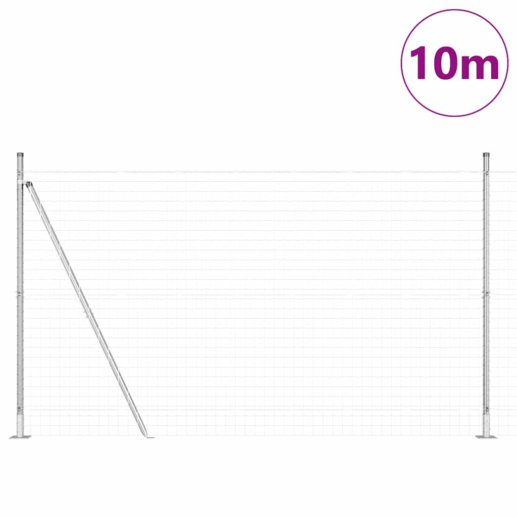 Vidaxl hek met paal zilver 1,6 x 10 m staal