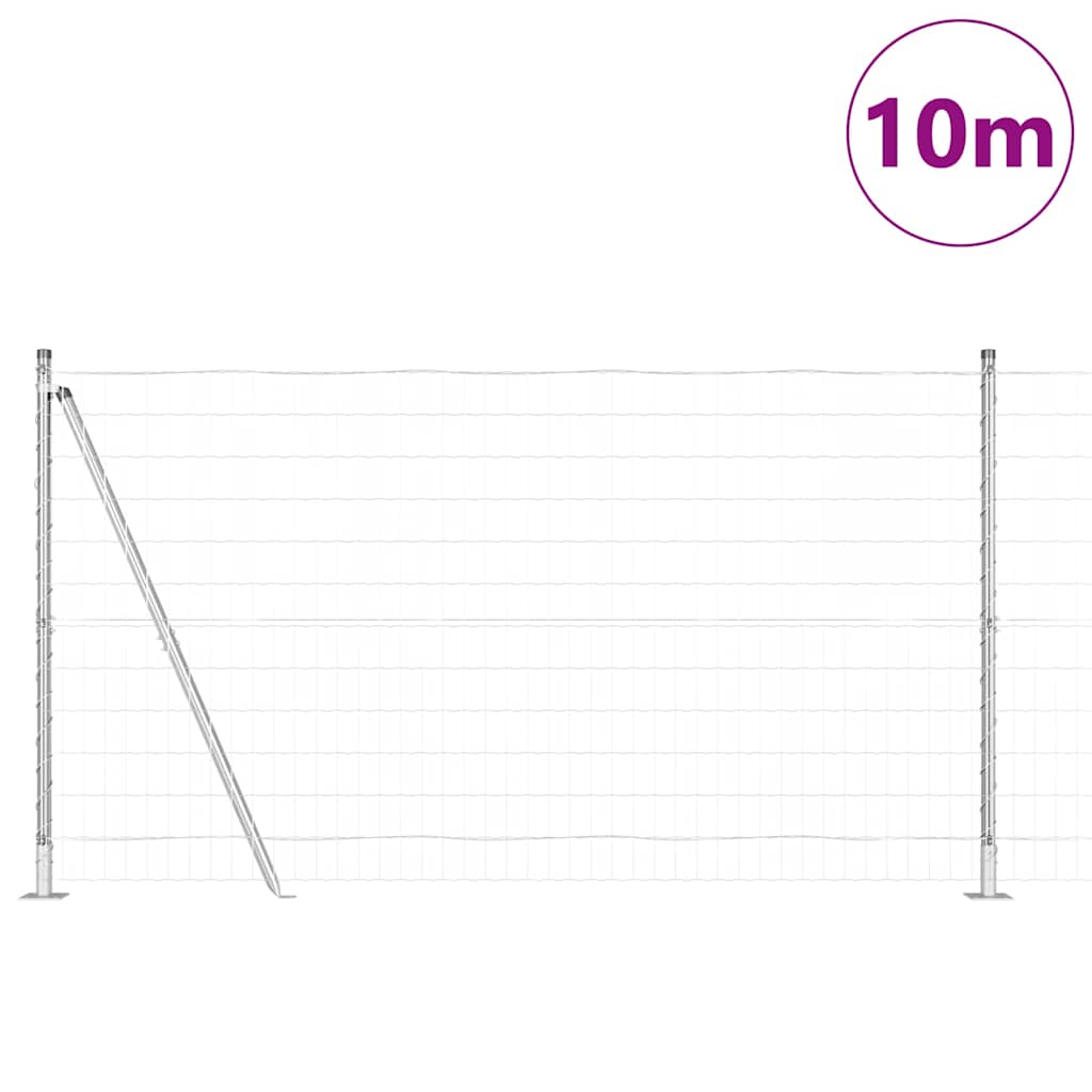 Vidaxl hek met paal zilver 1,2 x 10 m staal