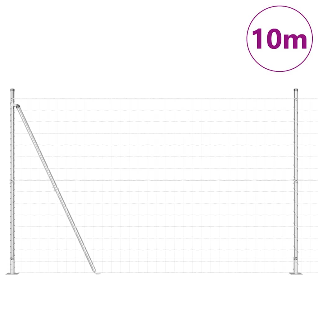Vidaxl hek met paal zilver 1,6 x 10 m staal