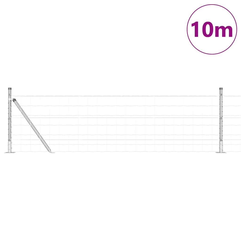 Vidaxl hek met paal zilver 0,6 x 10 m staal