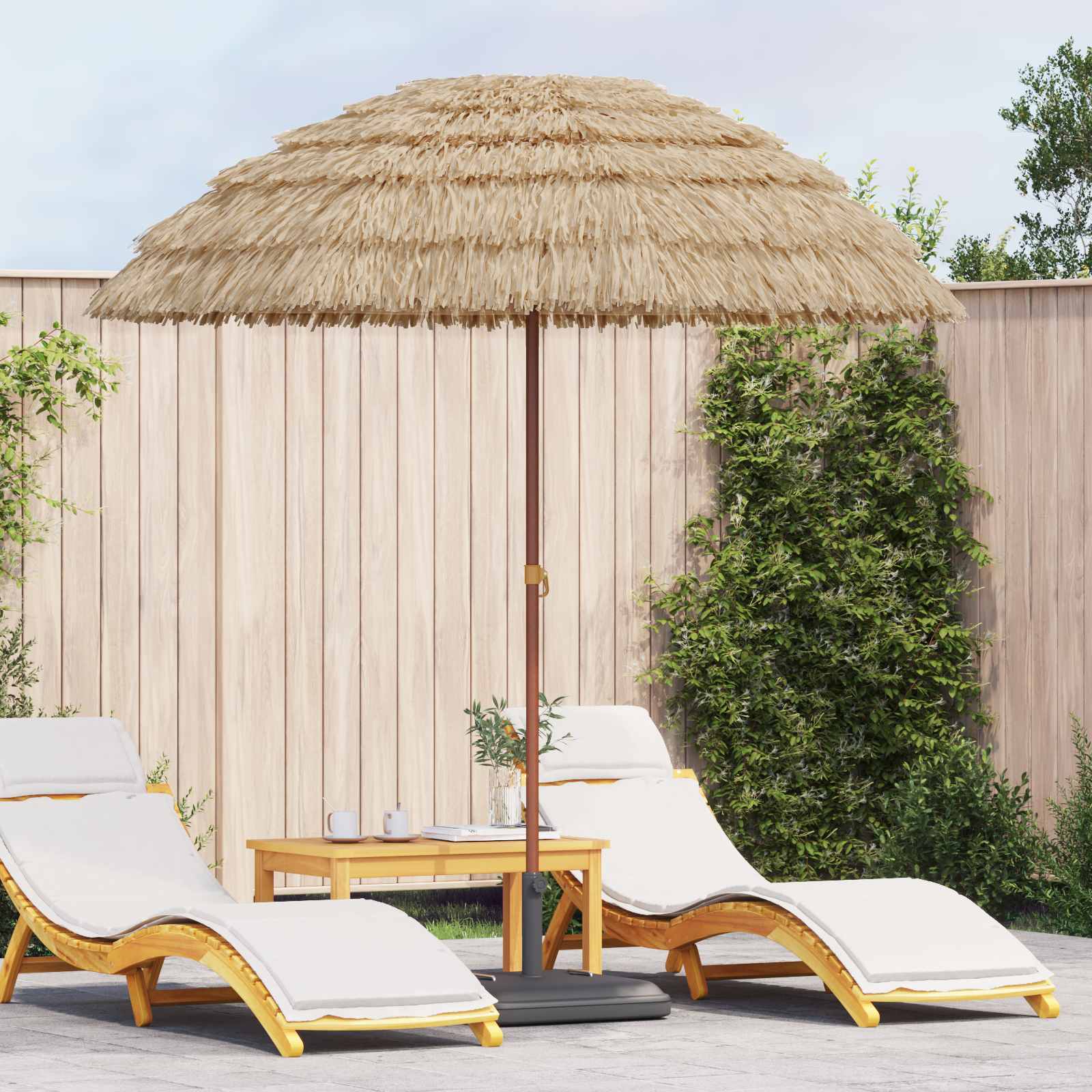 Vidaxl strandparasol naturel 255 x 255 x 255 cm polyester en staal