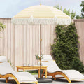 Vidaxl strandparasol geel en wit 160 x 160 x 196 cm polyester en staal