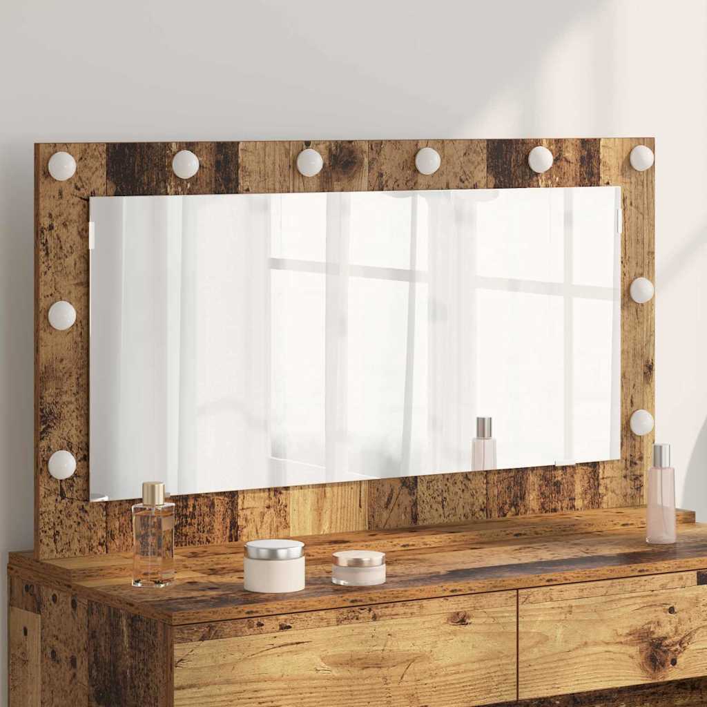Vidaxl schmink spiegel rechthoekig oudhout 100 x 55 x 18 cm