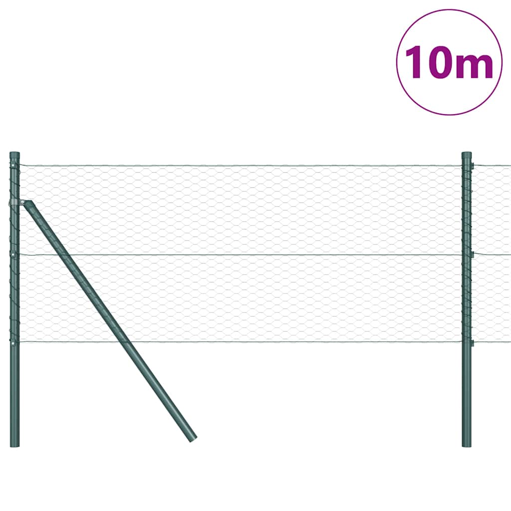 Vidaxl afrasteringspaal groen 10 x 0,6 m (25 mm gaas) staal en pvc
