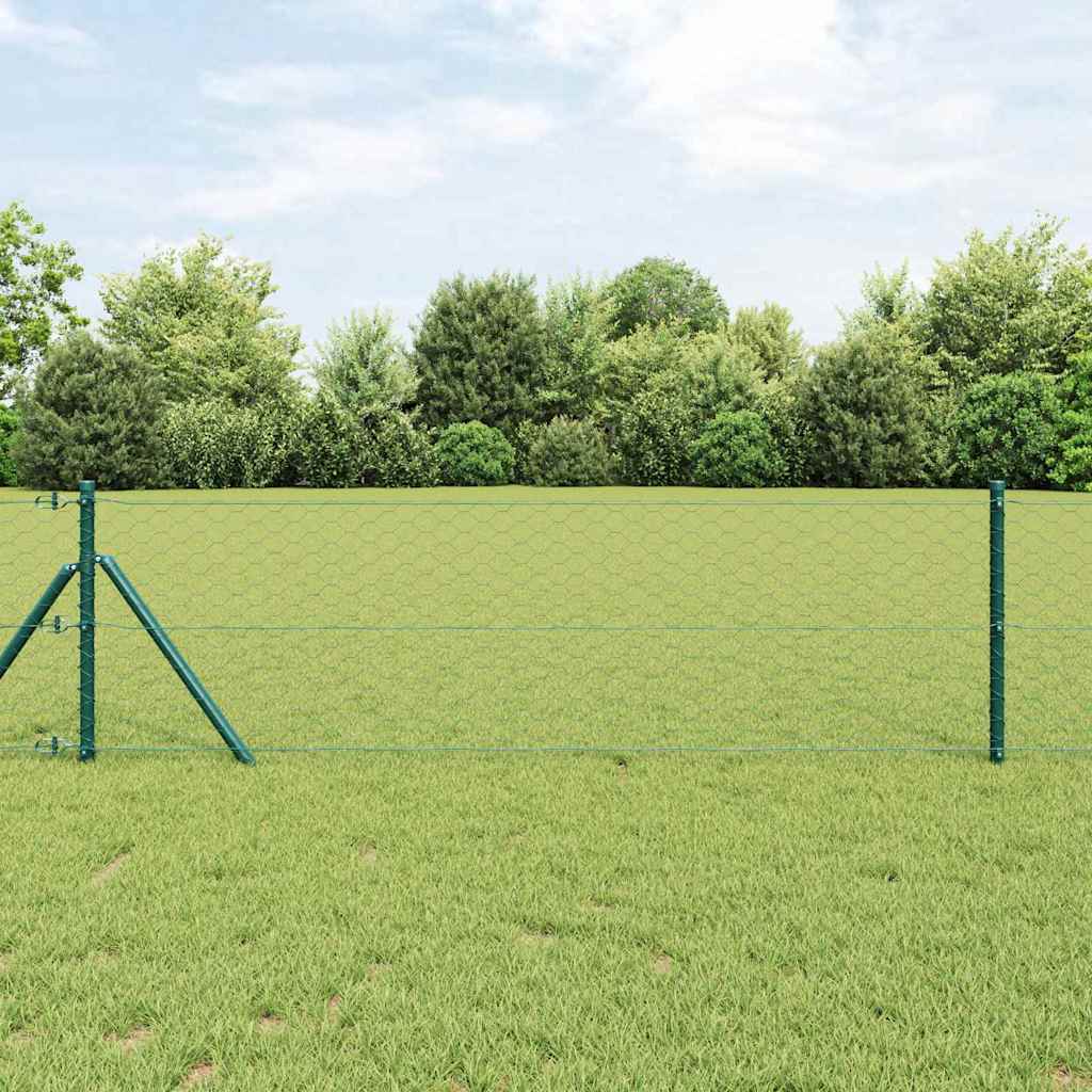Vidaxl afrasteringspaal groen 10 x 0,6 m (50 mm gaas) staal en pvc