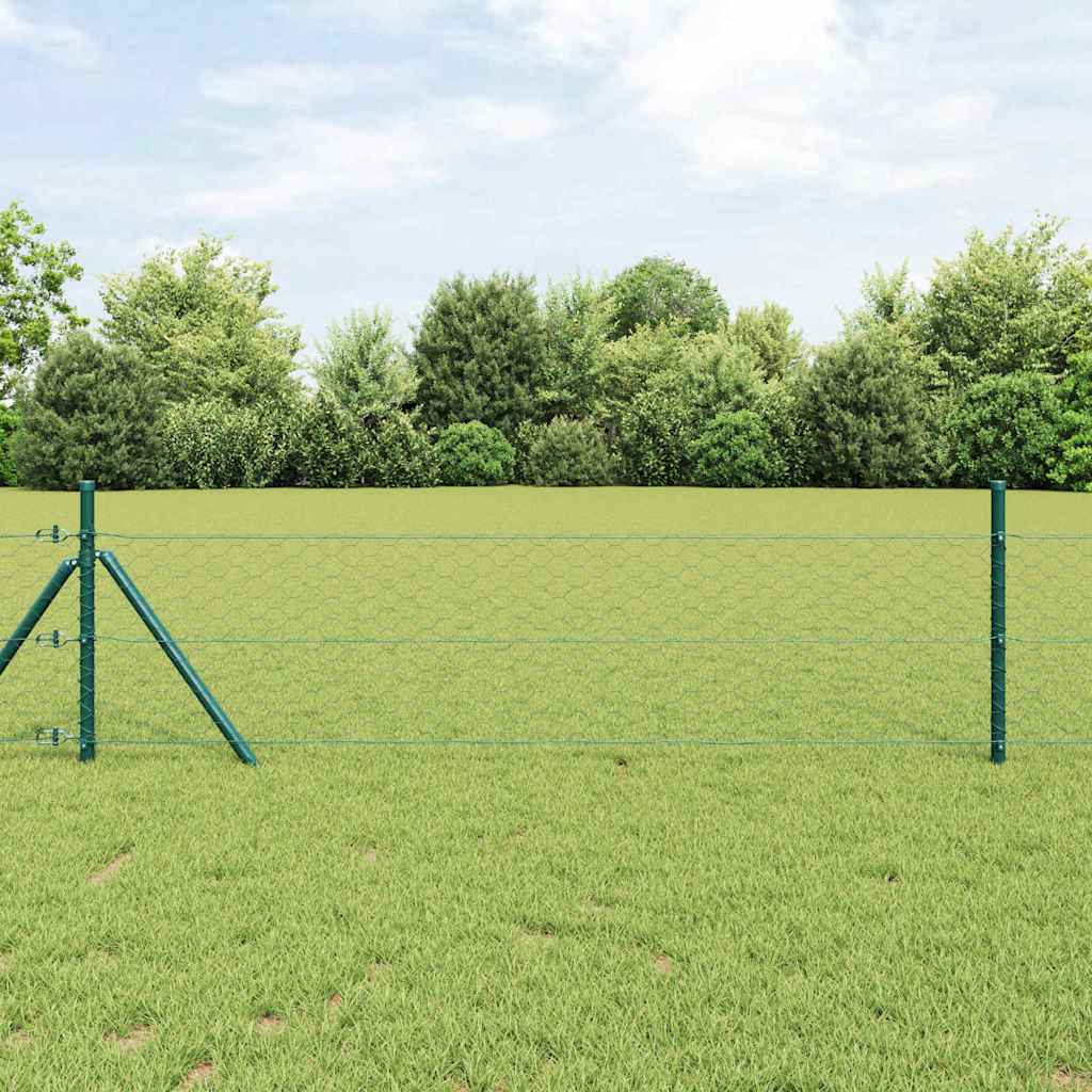 Vidaxl afrasteringspaal groen 10 x 0,8 m (50 mm gaas) staal en pvc