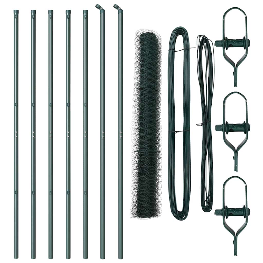 Vidaxl afrasteringspaal groen 10 x 1 m (36 mm gaas) staal en pvc