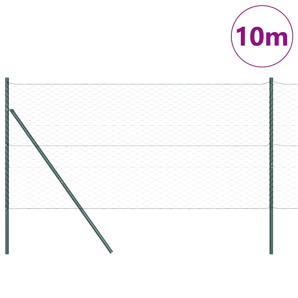 Vidaxl afrasteringspaal groen 10 x 1,4 m (50 mm gaas) staal en pvc