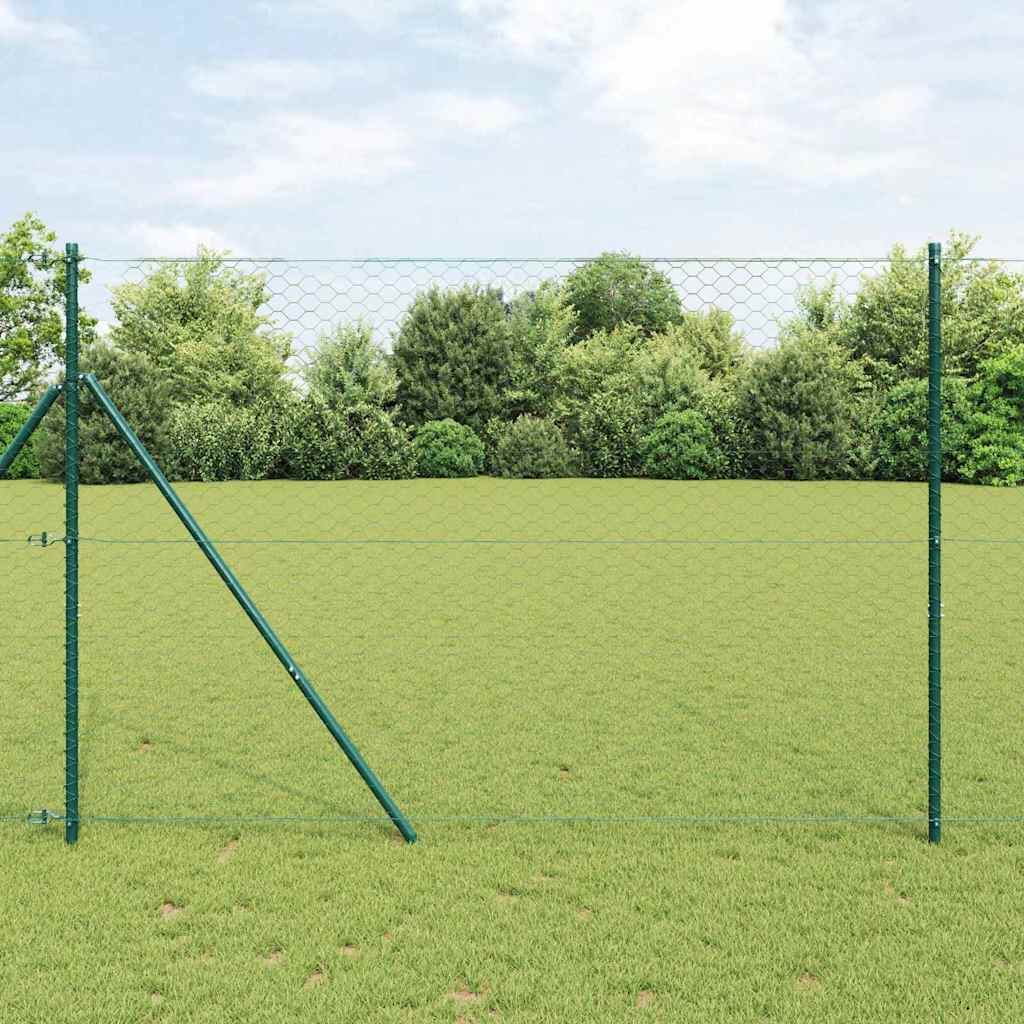 Vidaxl afrasteringspaal groen 10 x 1,5 m (50 mm gaas) staal en pvc