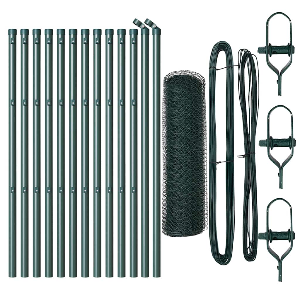 Vidaxl afrasteringspaal groen 25 x 0,4 m (25 mm gaas) staal en pvc