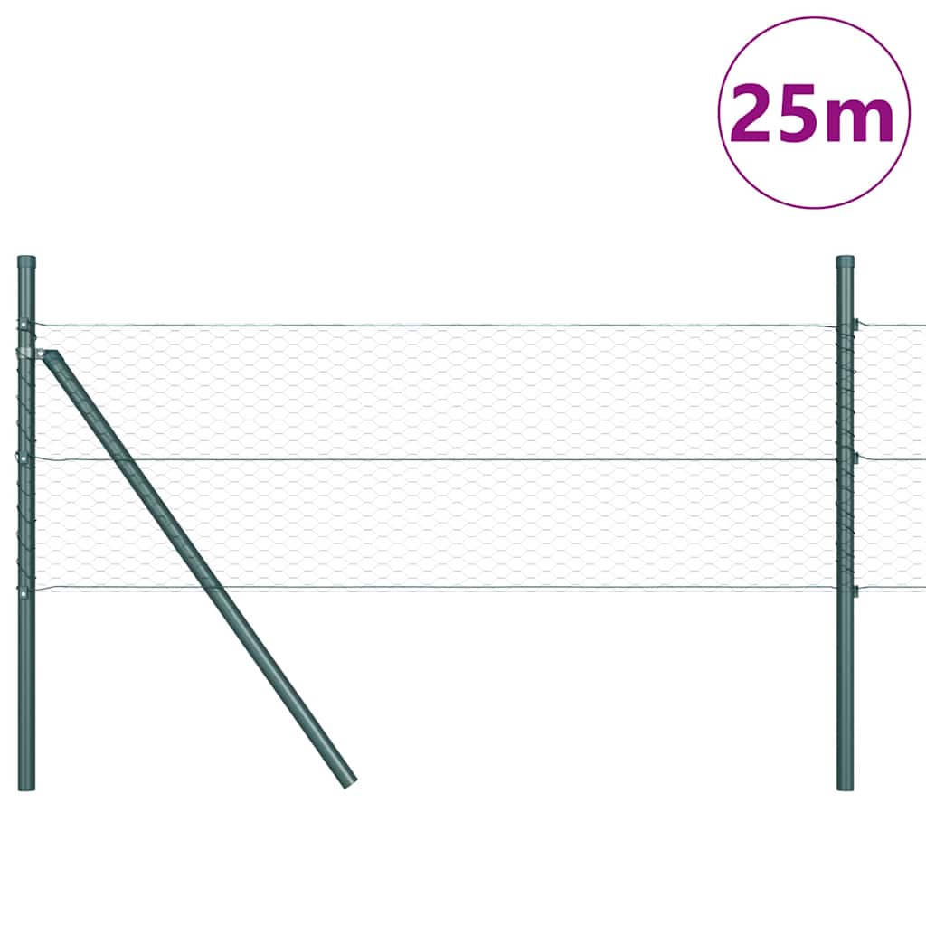 Vidaxl afrasteringspaal groen 25 x 0,4 m (25 mm gaas) staal en pvc