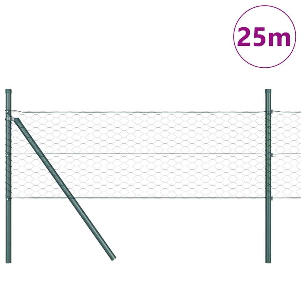 Vidaxl afrasteringspaal groen 25 x 0,4 m (36 mm gaas) staal en pvc