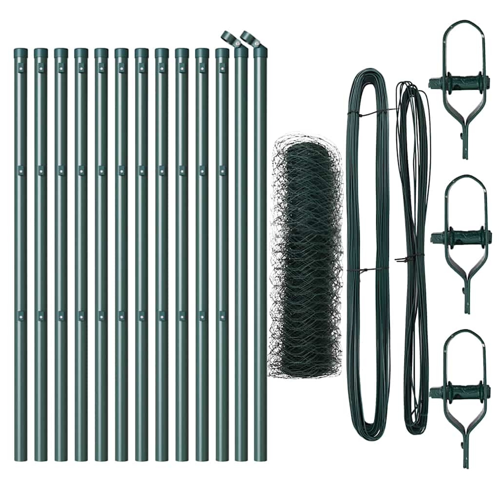 Vidaxl afrasteringspaal groen 25 x 0,8 m (36 mm gaas) staal en pvc