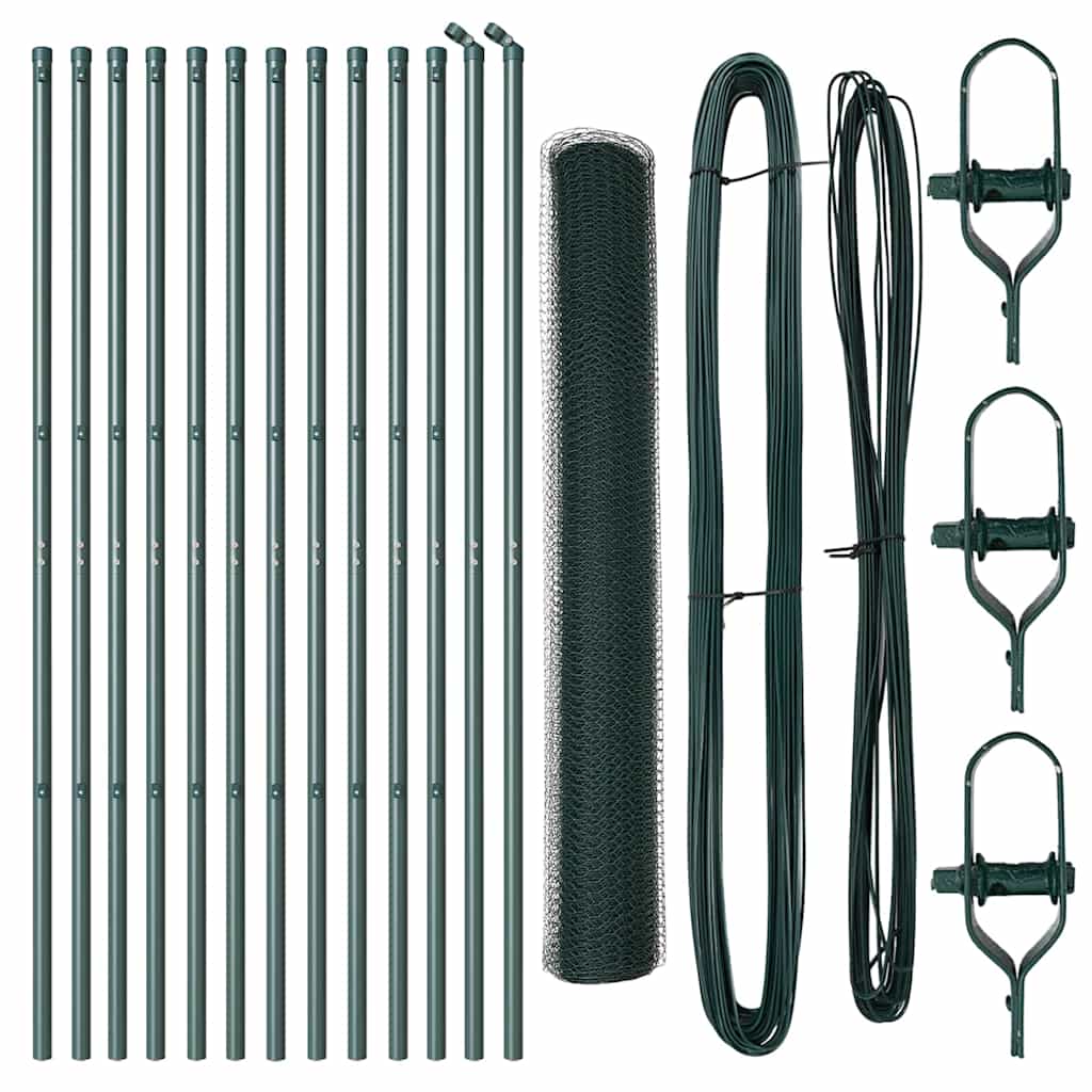 Vidaxl afrasteringspaal groen 25 x 1,4 m (25 mm gaas) staal en pvc
