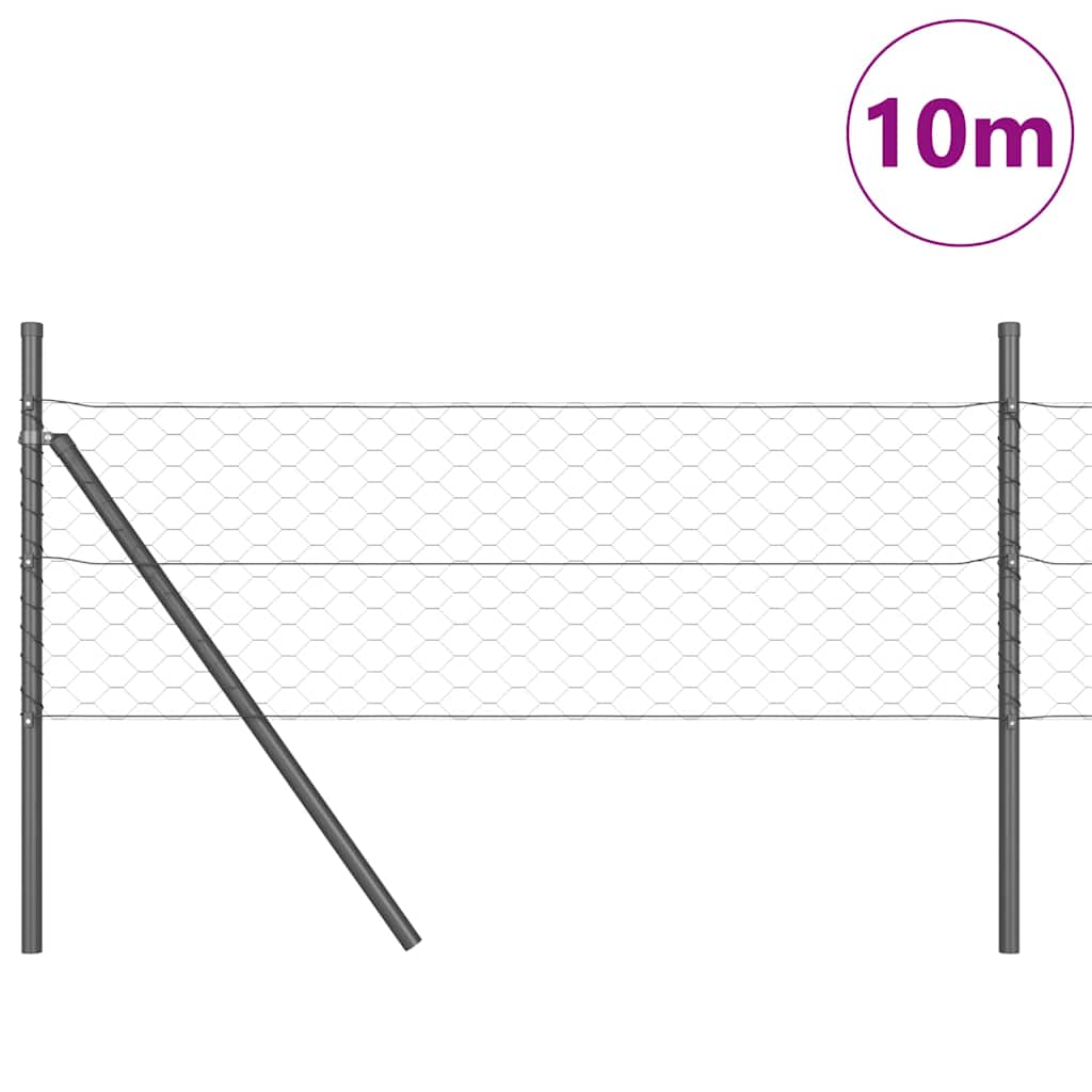 Vidaxl afrasteringspaal grijs 10 x 0,5 m (50 mm gaas) staal en pvc