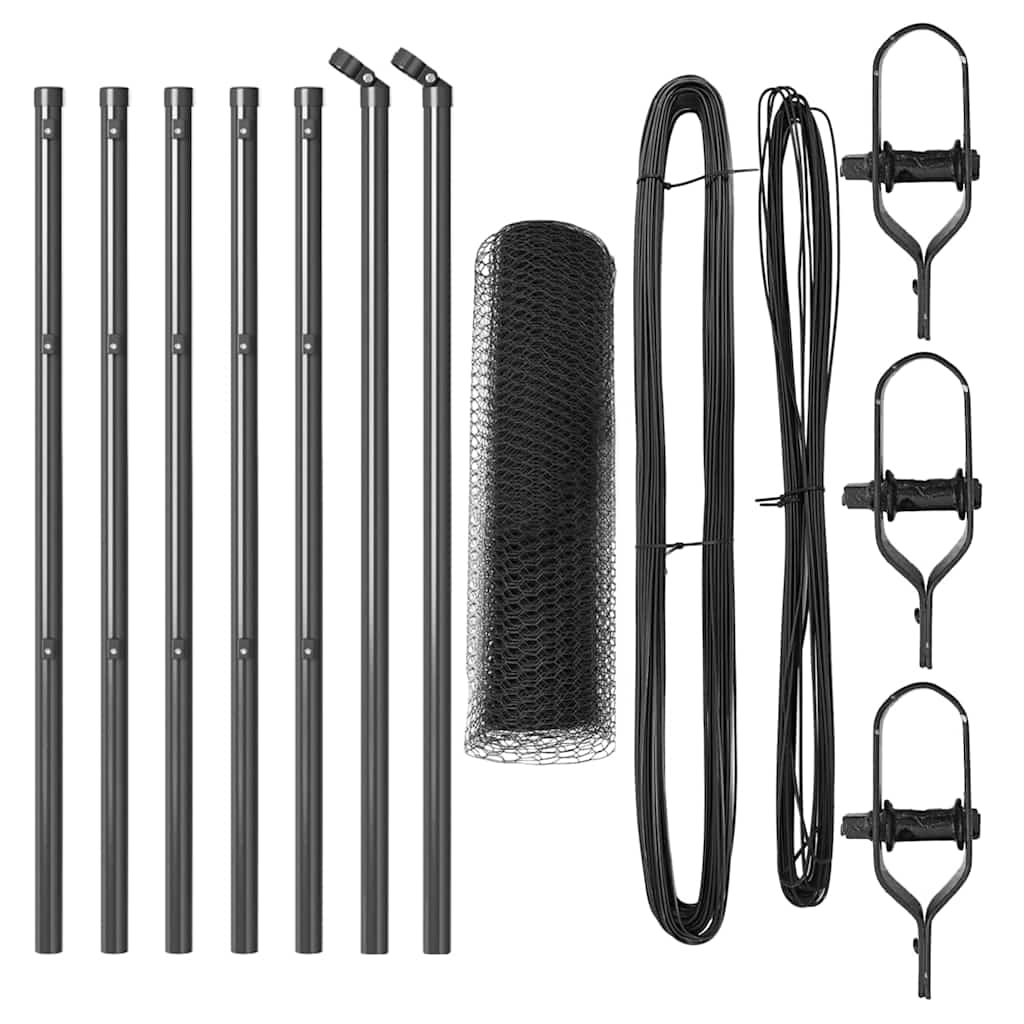Vidaxl afrasteringspaal grijs 10 x 0,8 m (13 mm gaas) staal en pvc