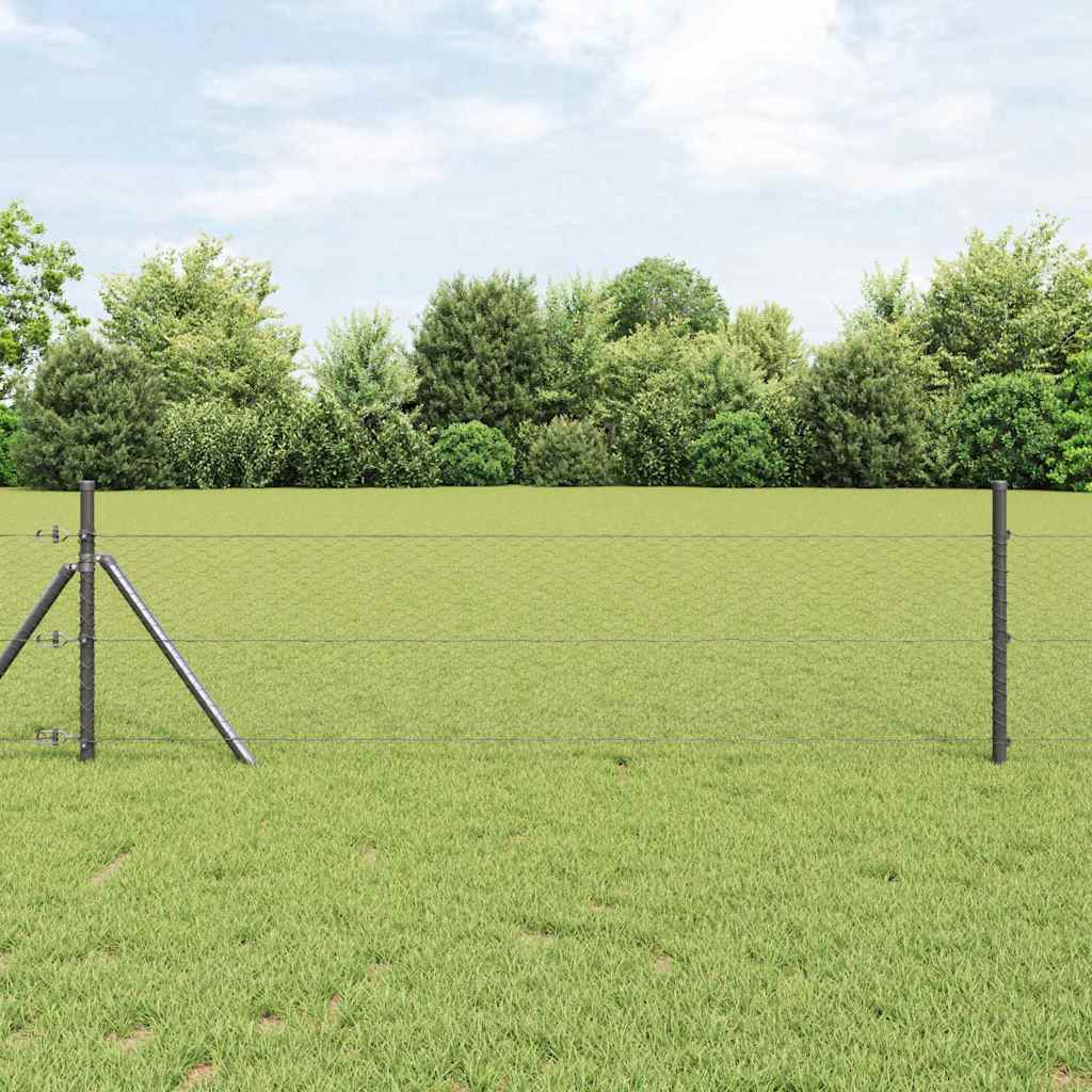 Vidaxl afrasteringspaal grijs 10 x 0,8 m (25 mm gaas) staal en pvc